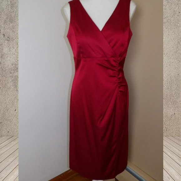 Donna Ricco New York Maroon Satin Party Dress / Size 10 - Picture 3 of 16